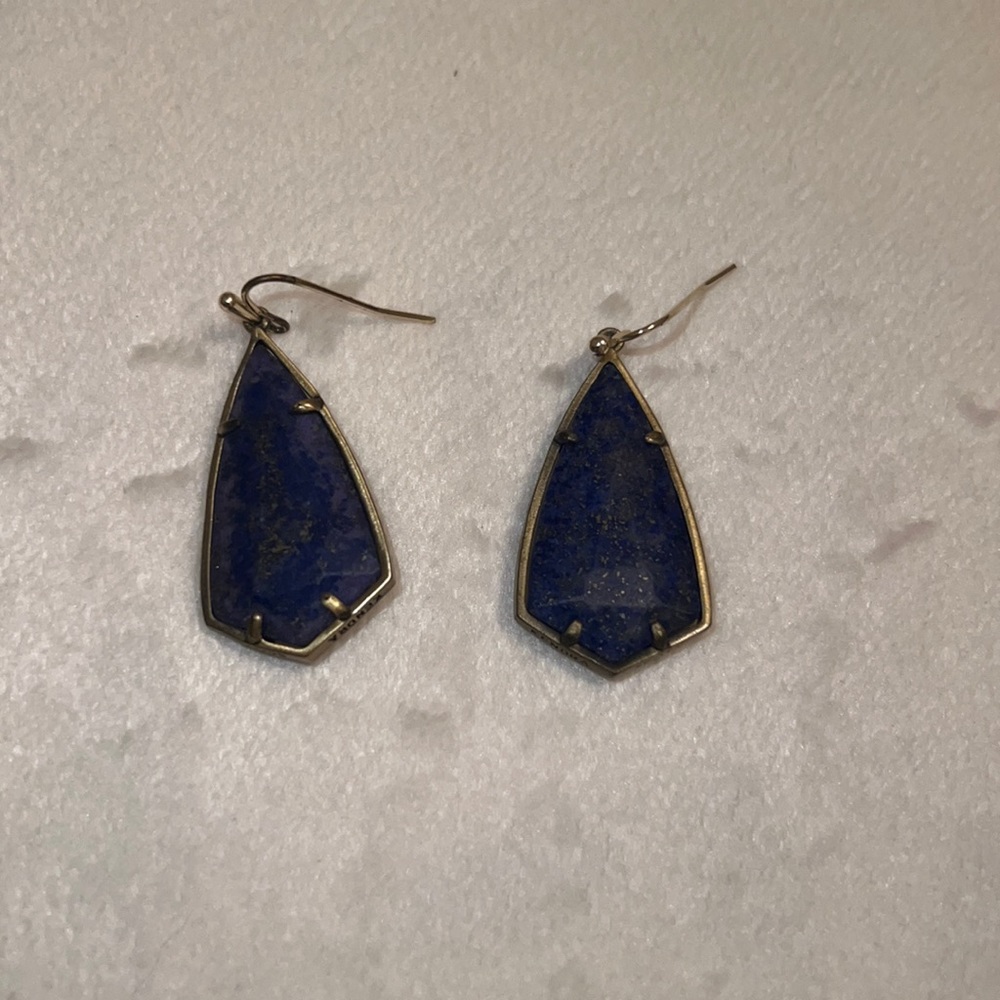Kendra Scott Carla Antique Brass Lapis Earrings